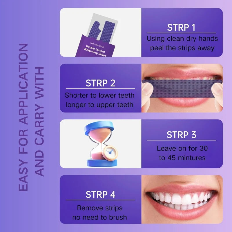 Purple Instant Teeth Whitening Strips – 14 Treatments